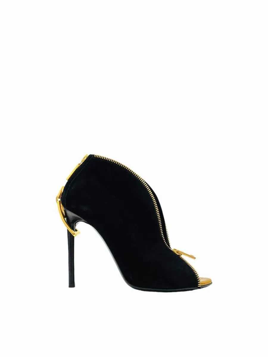 TOM FORD Open Toe Black w/ Gold Booties 35