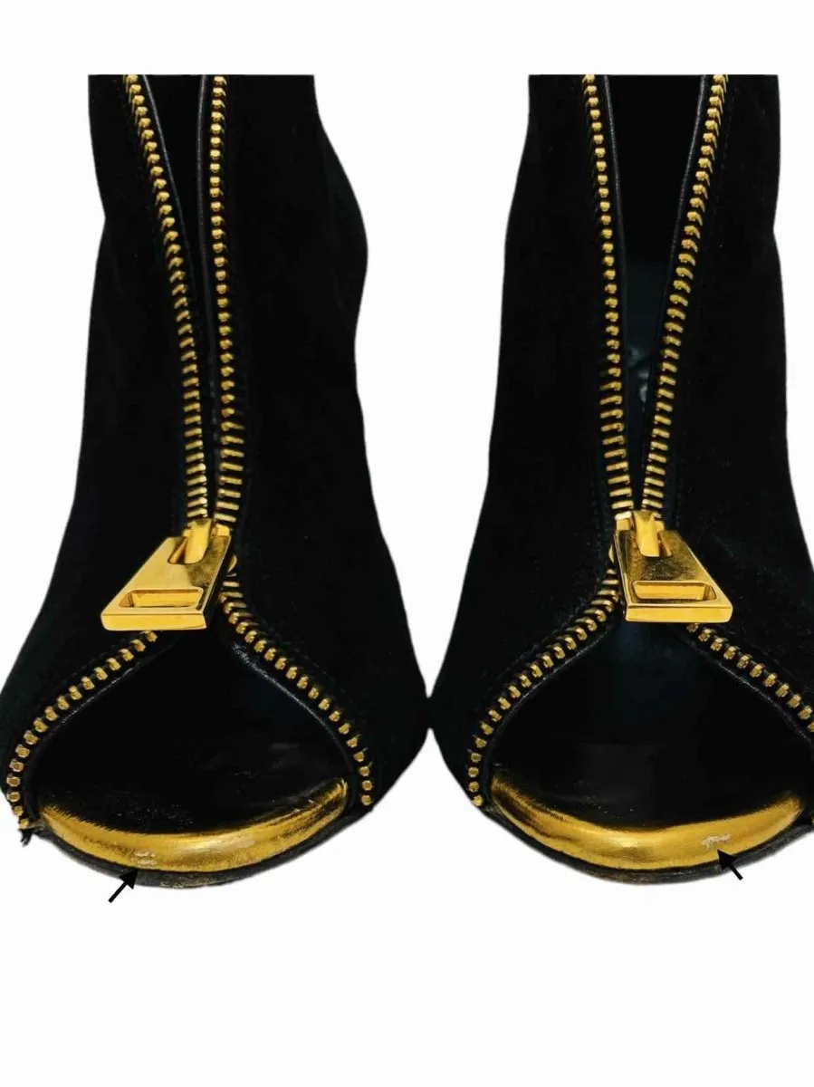 TOM FORD Open Toe Black w/ Gold Booties 35
