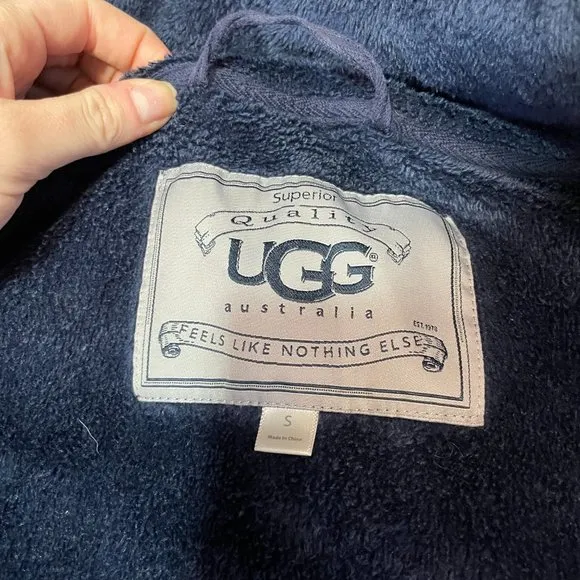 UGG Cozy Fleece-Lined Robe in navy size s