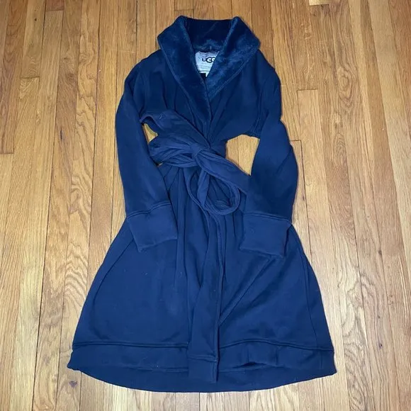 UGG Cozy Fleece-Lined Robe in navy size s