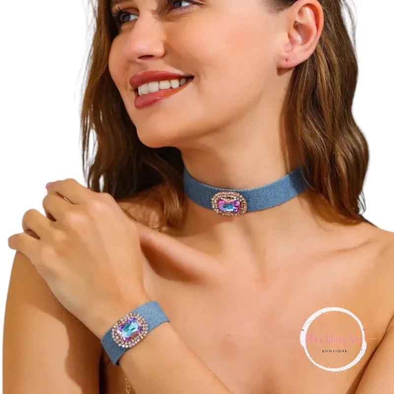 Urban Chic - Blue Necklace & Bracelet Set
