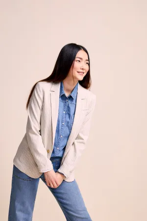 VAINUI - Veste de costume écrue à rayures