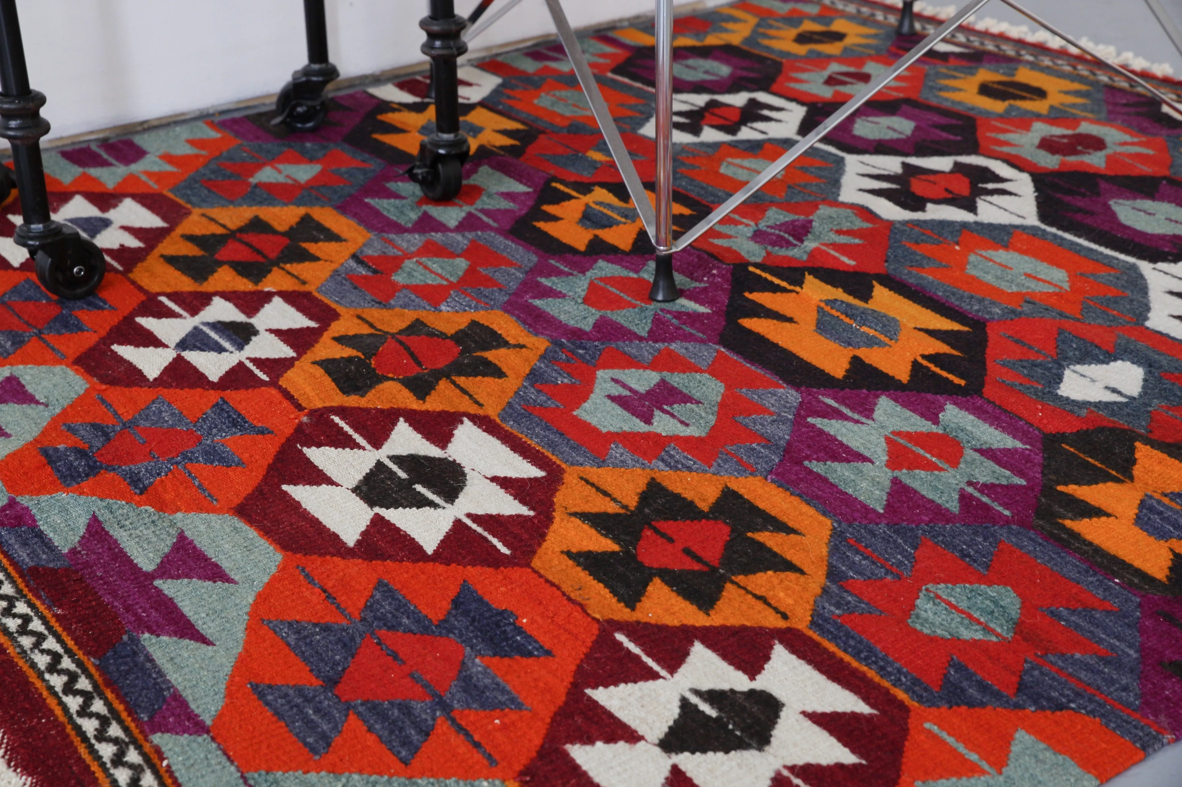 Vintage Turkish Denizli Kilim Rug