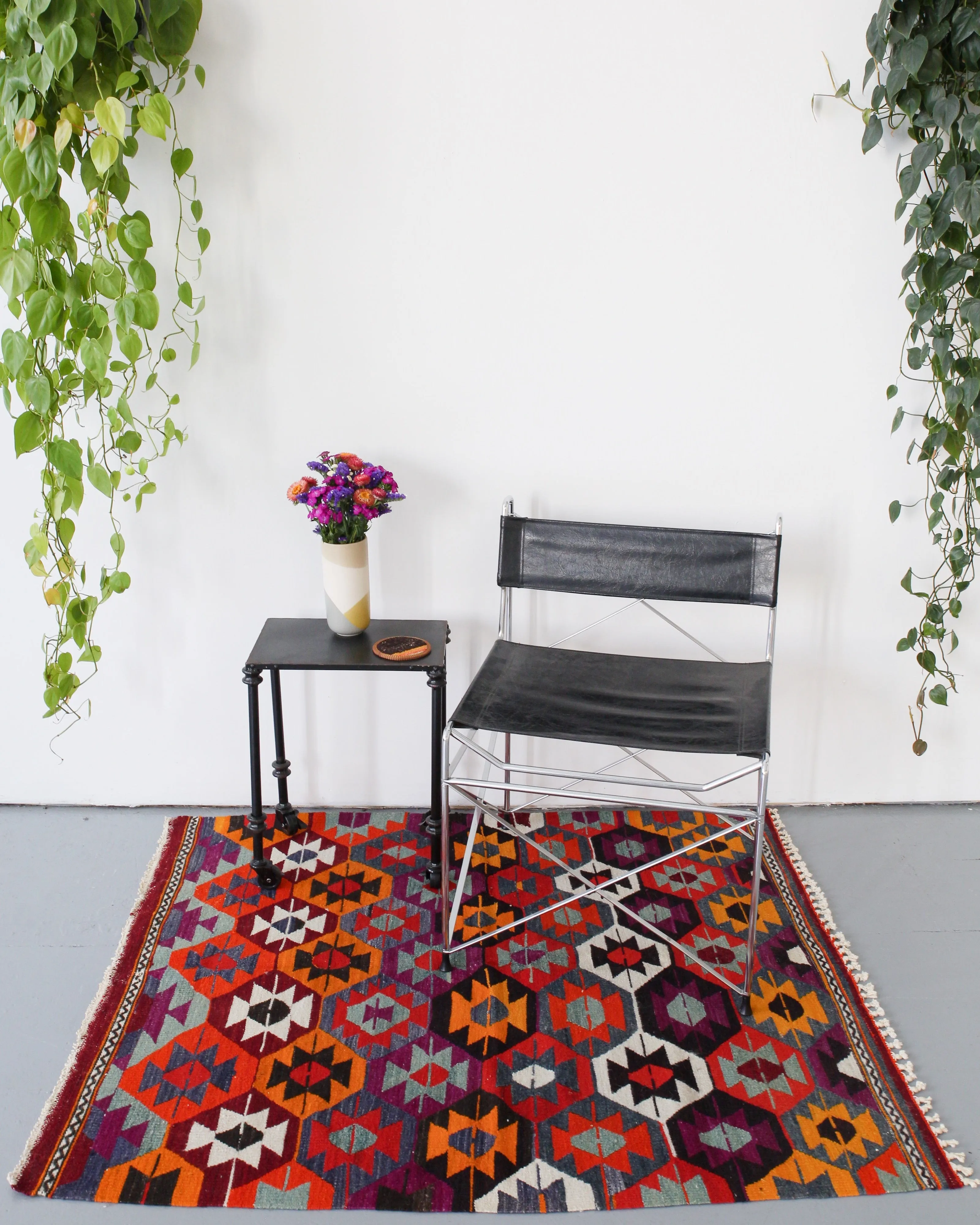 Vintage Turkish Denizli Kilim Rug