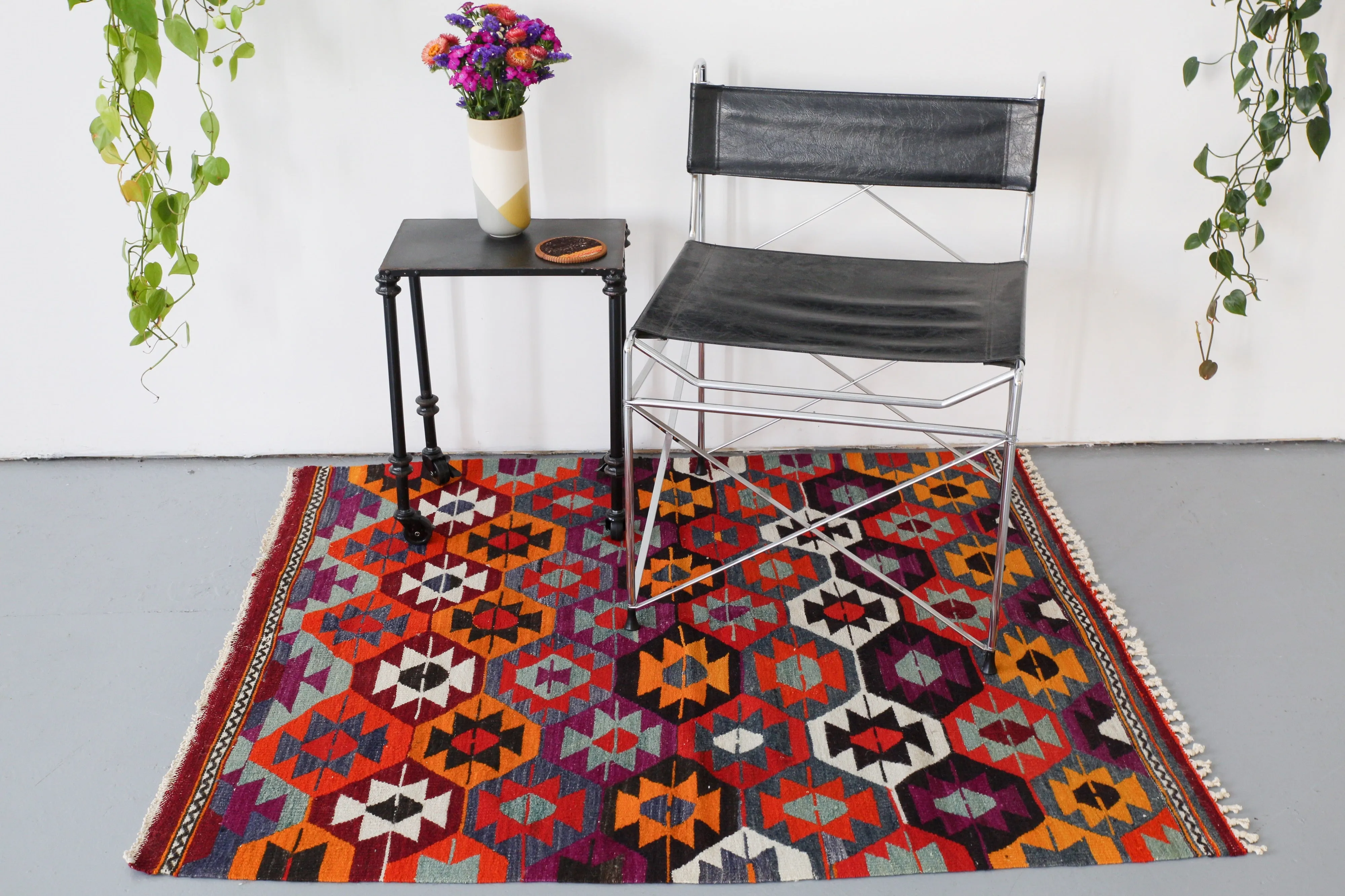 Vintage Turkish Denizli Kilim Rug