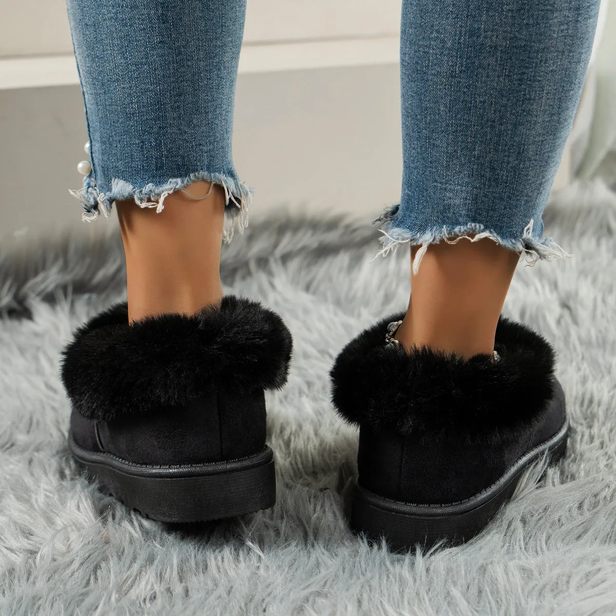 Warm Snow Boots Women's Bow Short
