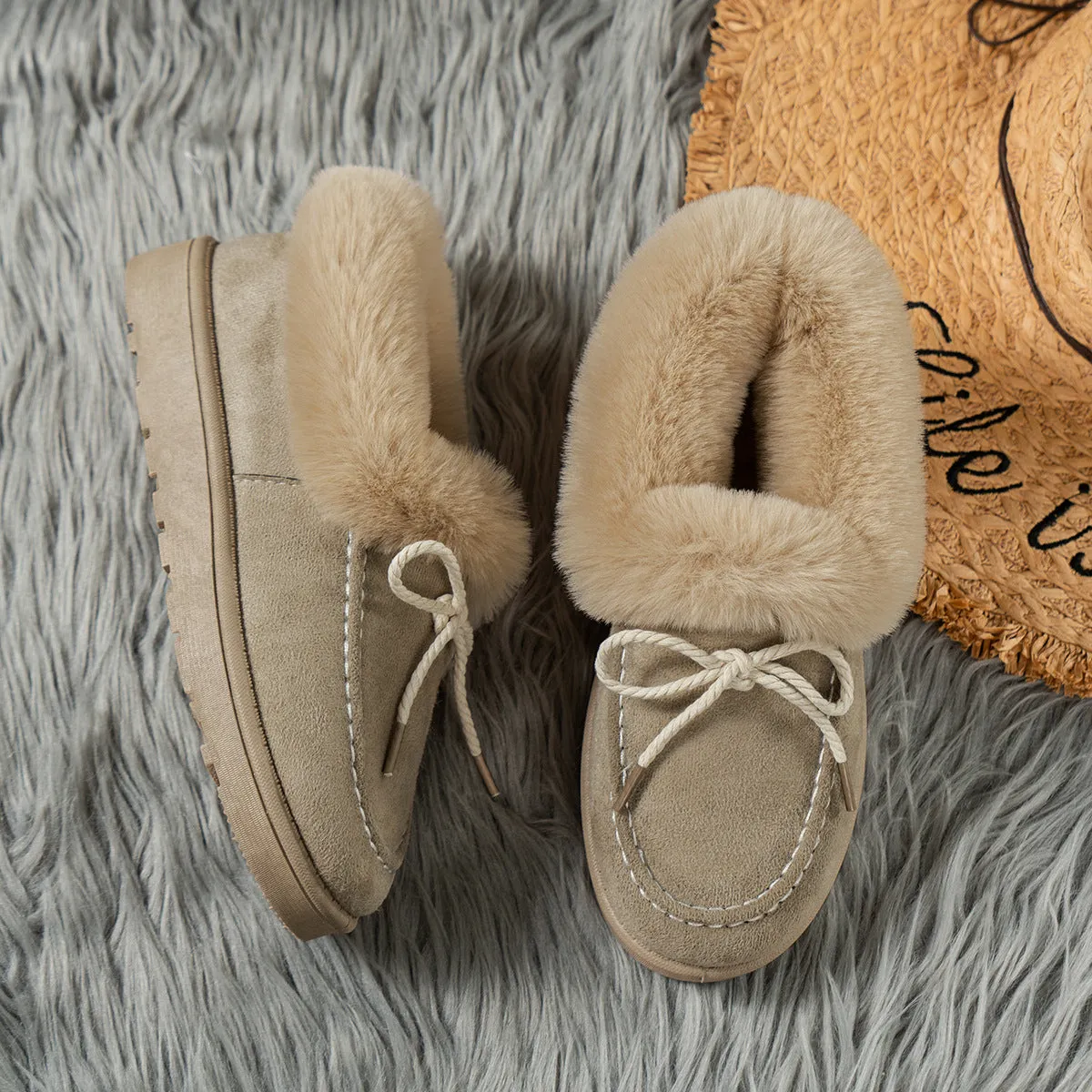 Warm Snow Boots Women's Bow Short