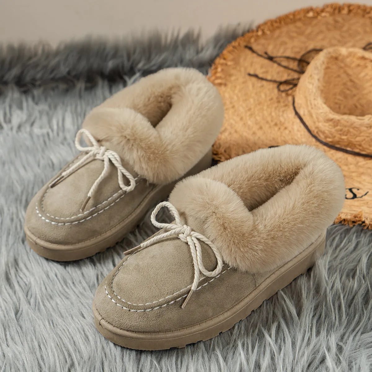 Warm Snow Boots Women's Bow Short