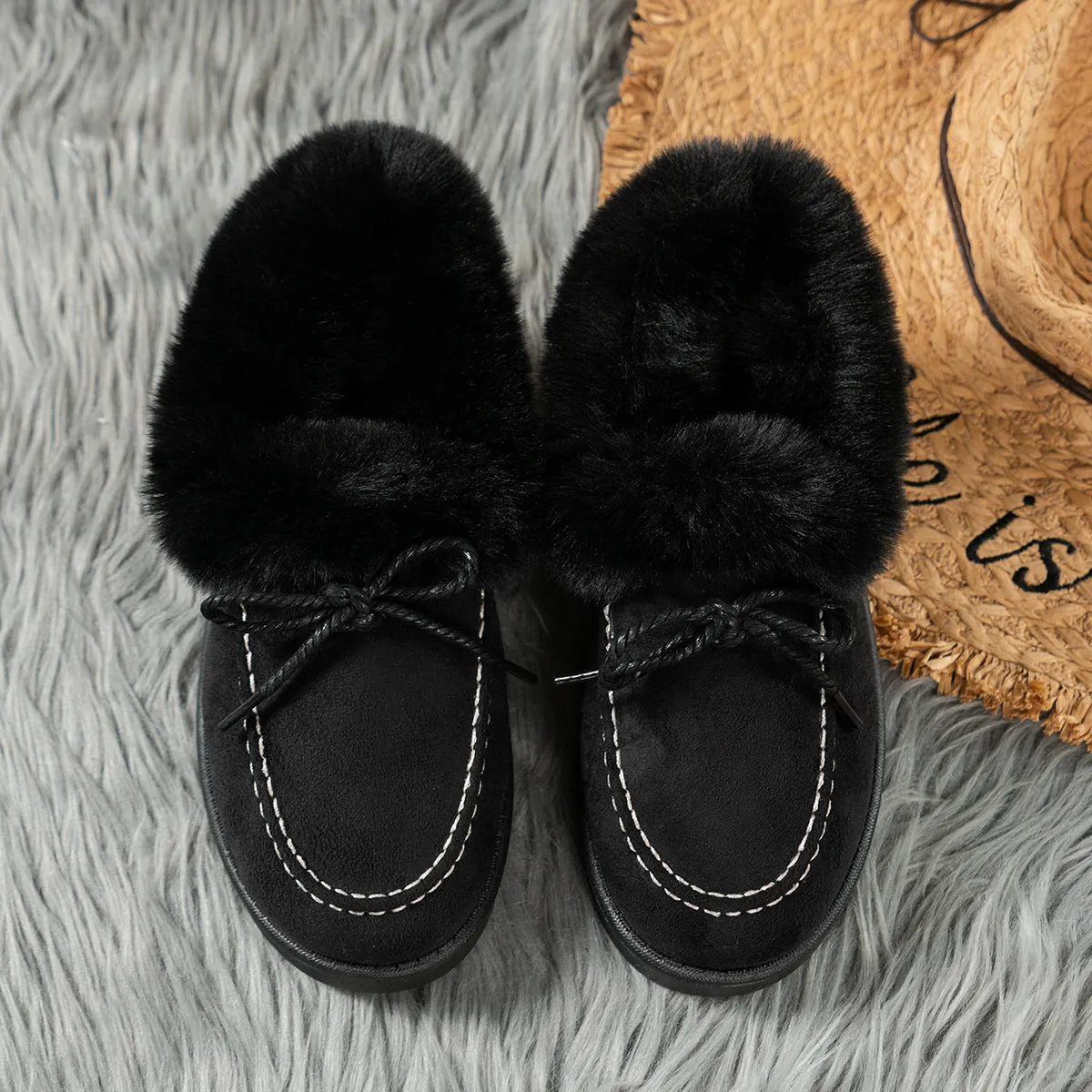 Warm Snow Boots Women's Bow Short