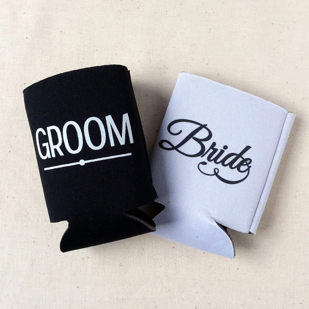 Wedding Can Cooler #277R - Monogram Wreath
