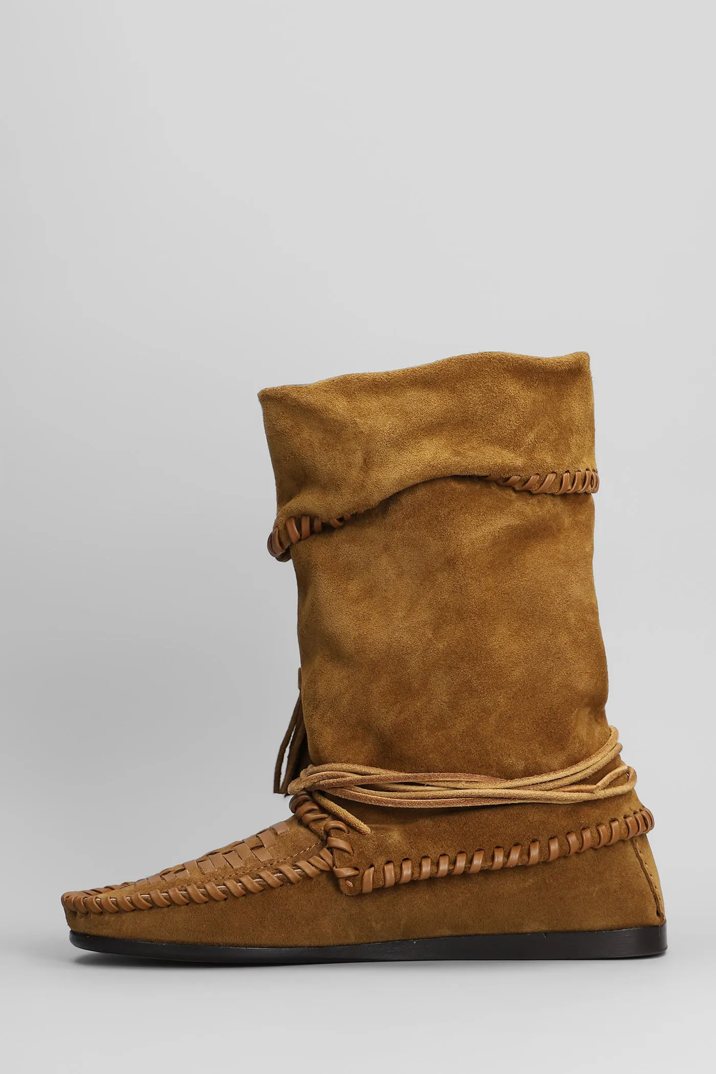 Winki low heels boots in brown suede