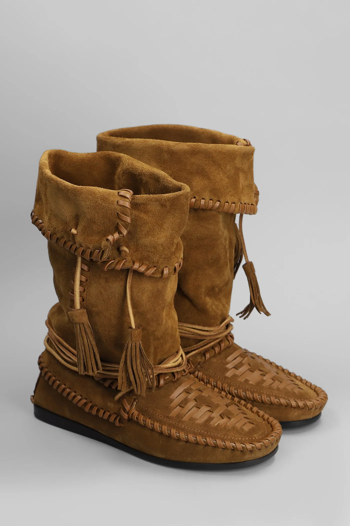 Winki low heels boots in brown suede