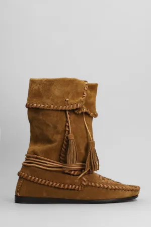 Winki low heels boots in brown suede