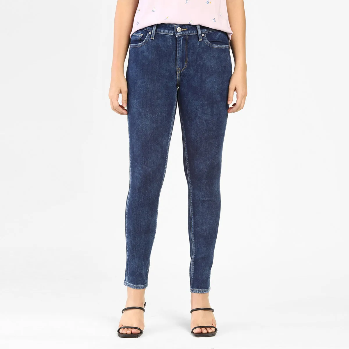 Women's 711 Blue Skinny Fit Mid Rise Jeans