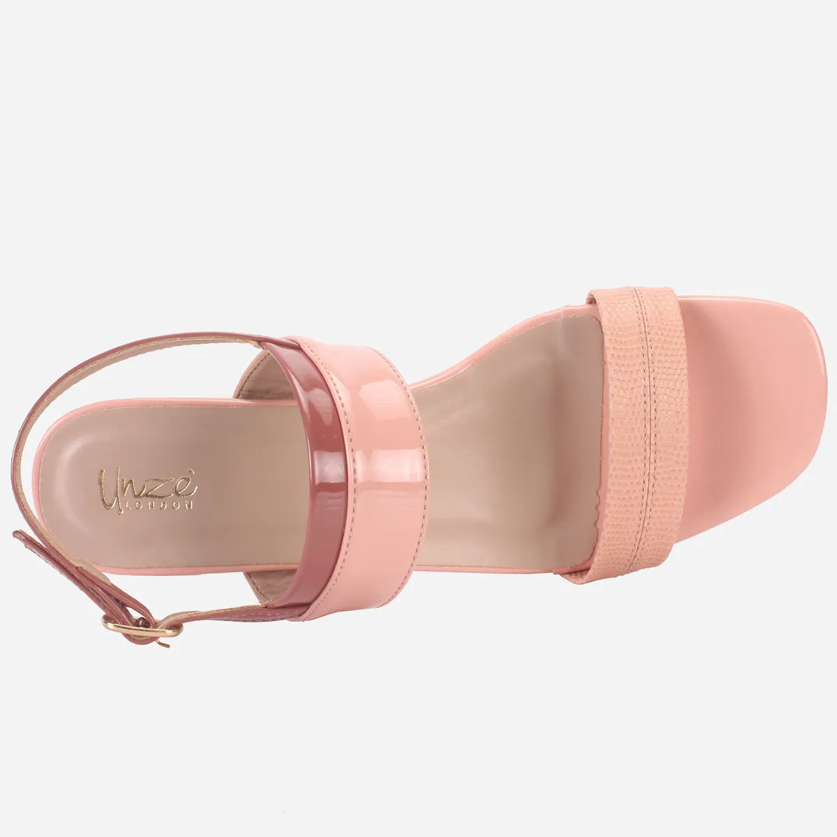 Womens "GLAZIA" Patent Block Heel Sandals