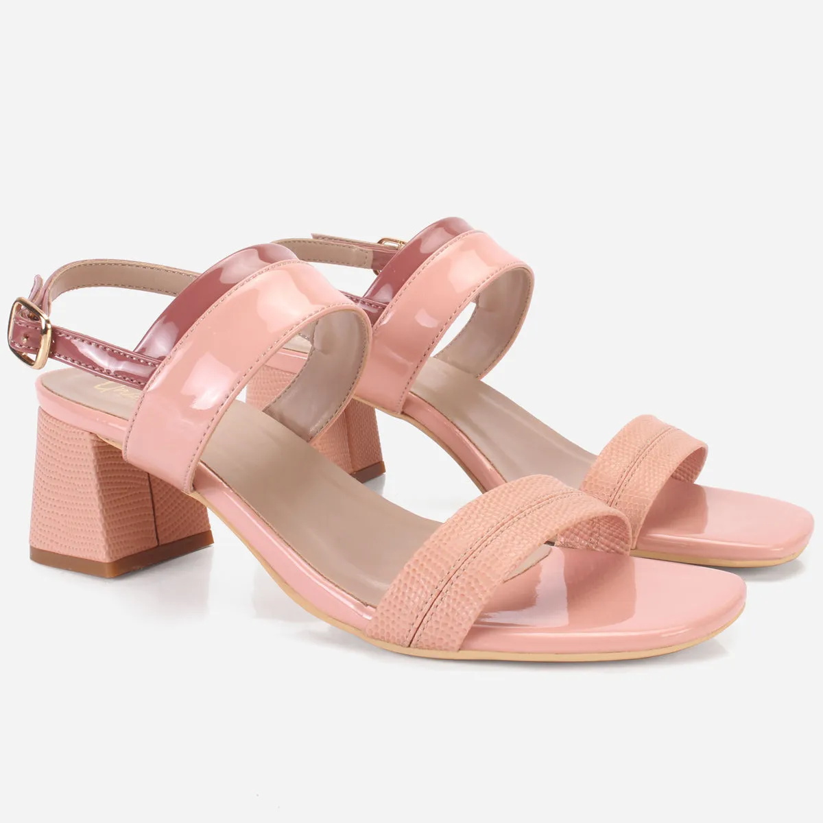 Womens "GLAZIA" Patent Block Heel Sandals