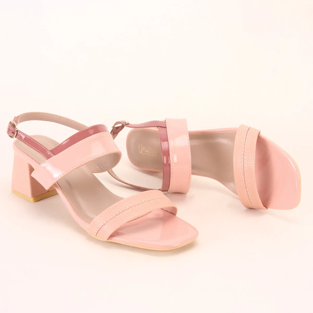 Womens "GLAZIA" Patent Block Heel Sandals
