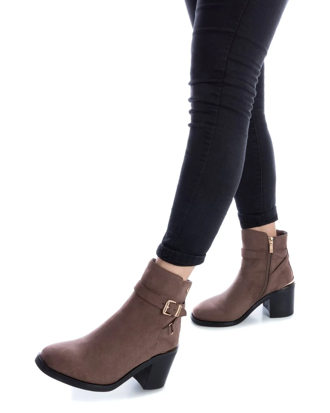 Women's Suede Dress Booties By XTI 141735 Taupe